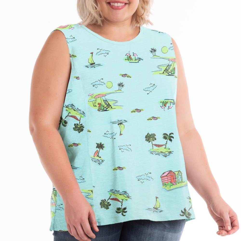 FRESH PRODUCE Chloe Tank Beachy Keen keyhole back Seaglass $62.